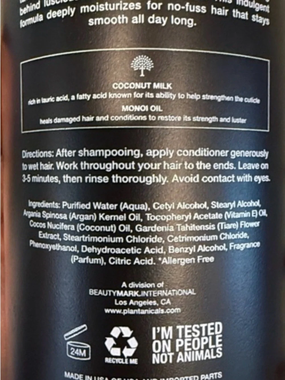Plantanicals Smoothing Conditioner for Straight Hair - Black